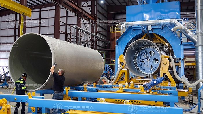 GRP production system in operation at modern composite manufacturing plant